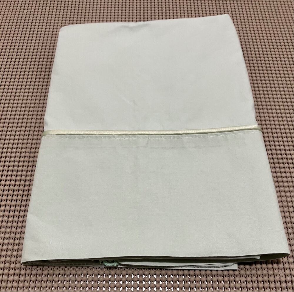 Wamsutta King Pillowcase Light Green Satin Stripe Blend Made in USA